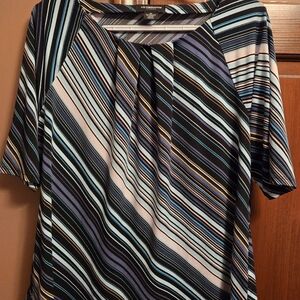 Liz Claiborne Striped Blue and Black Blouse